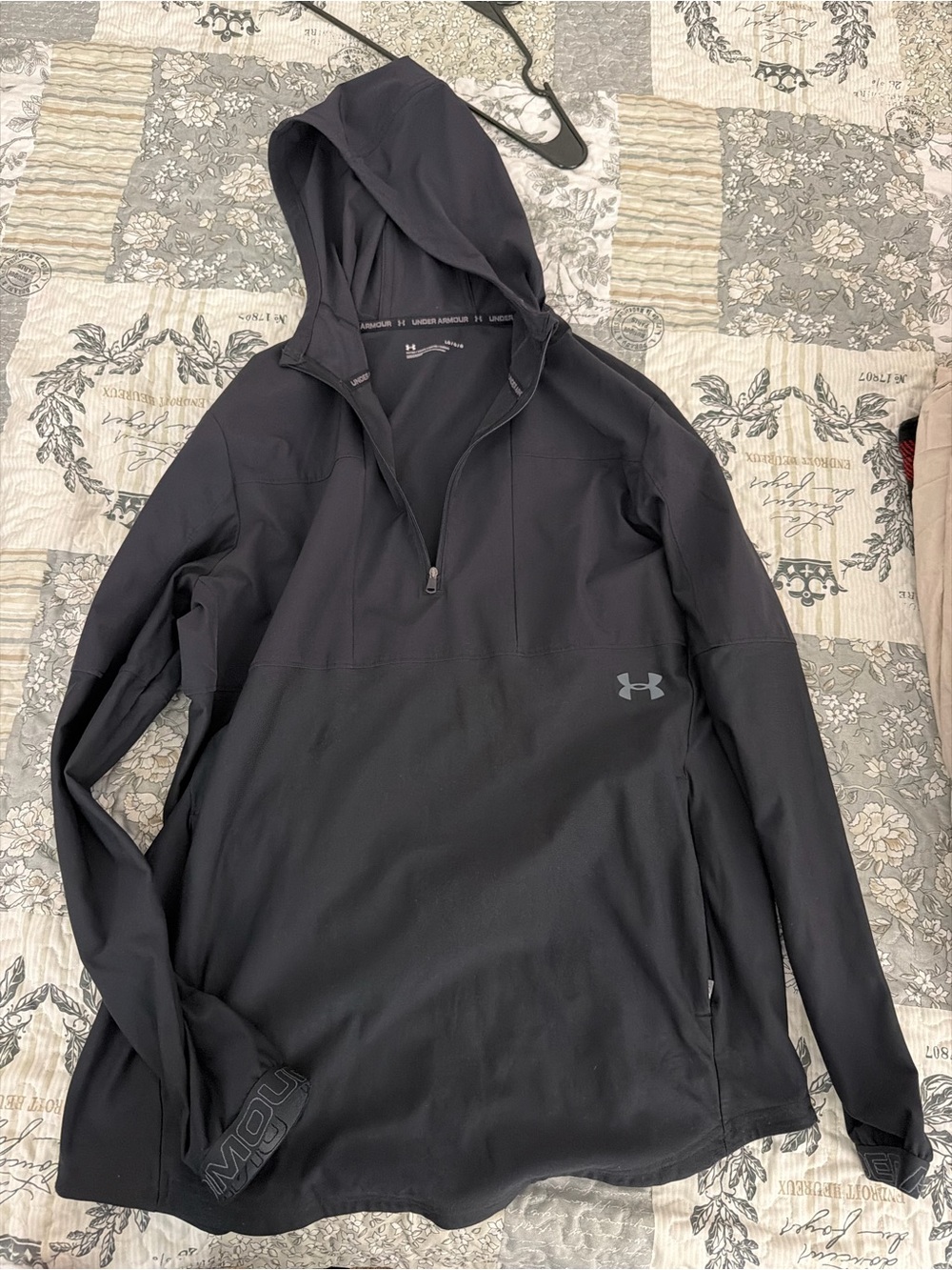 Under Armour Black Hooded Jacket with Logo Trim